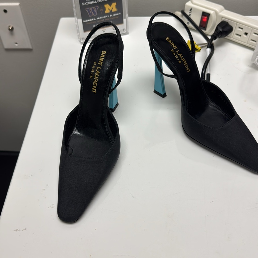 saint laurent pump turquoise heel size 35 - Picture 2 of 5
